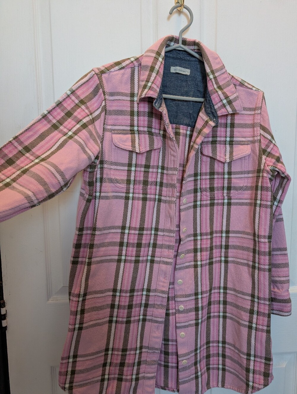 Women's Pink Plaid Button-Up Fall Jacket